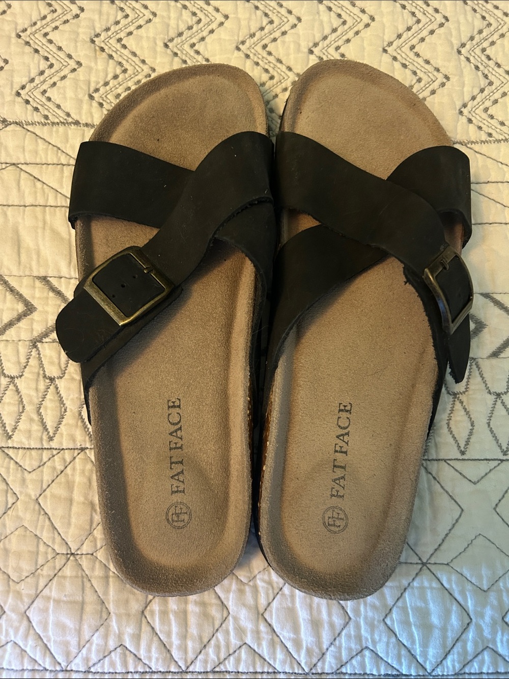 Fat Face Black Crisscross Buckle Sandals
